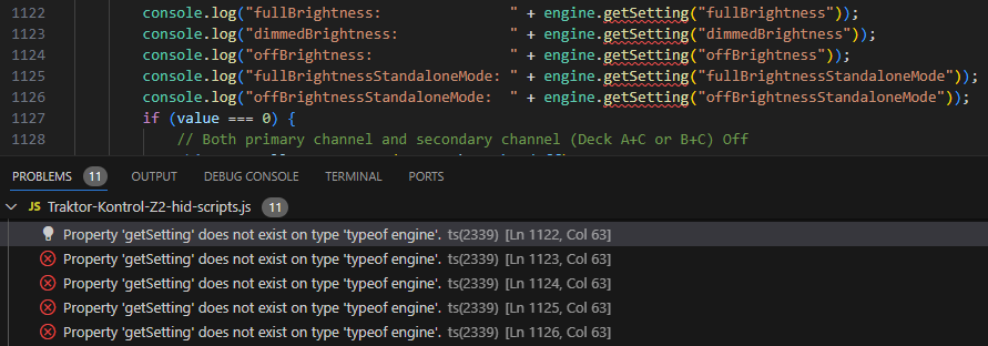 Screenshot of syntax check against controller API declaration visualized in editor